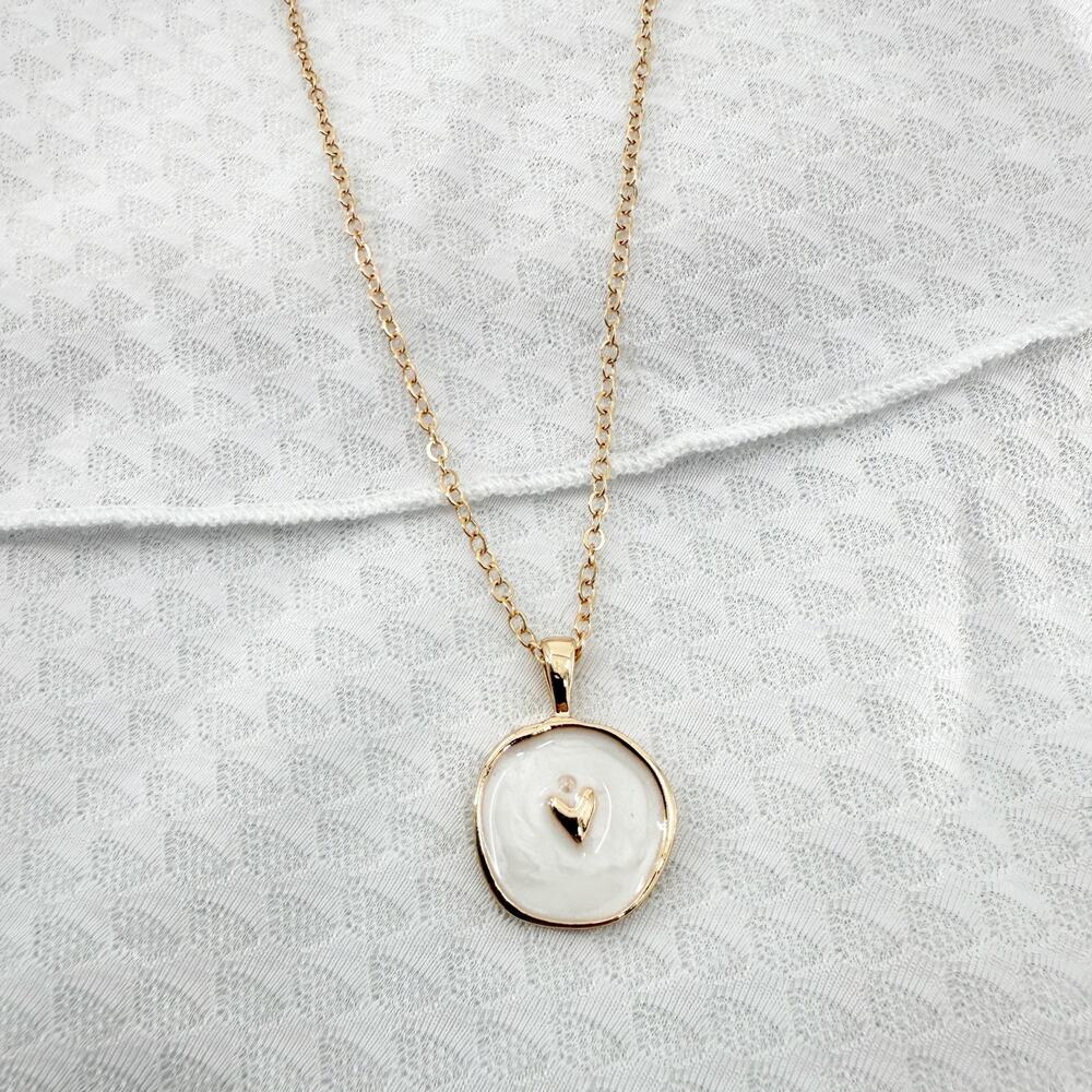 White Heart Necklace, Heart Necklace, Heart Love Necklace, Valentine's Day Gift